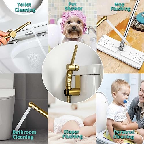 Miniatura 21 de BARROCK Juego de rociadores de bidé de mano avanzados para inodoro, baño ergonómico, kit de accesorios de bidé para ducha musulmana, higiene Negro