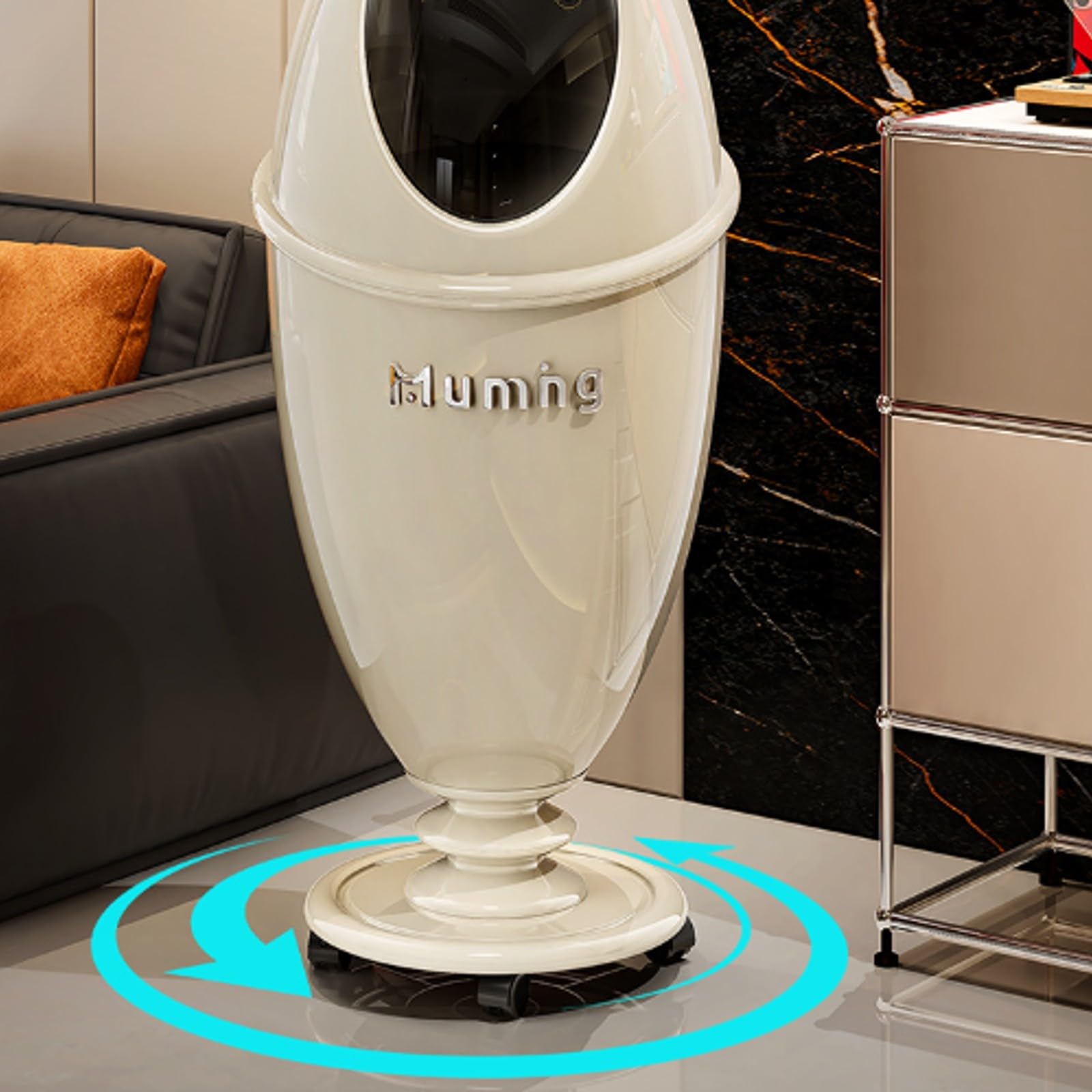 Baoblaze Pattumiera con Coperchio Oscillante | Superficie Brillante Facile da Pulire, Design Verticale Salvaspazio, per, Crema