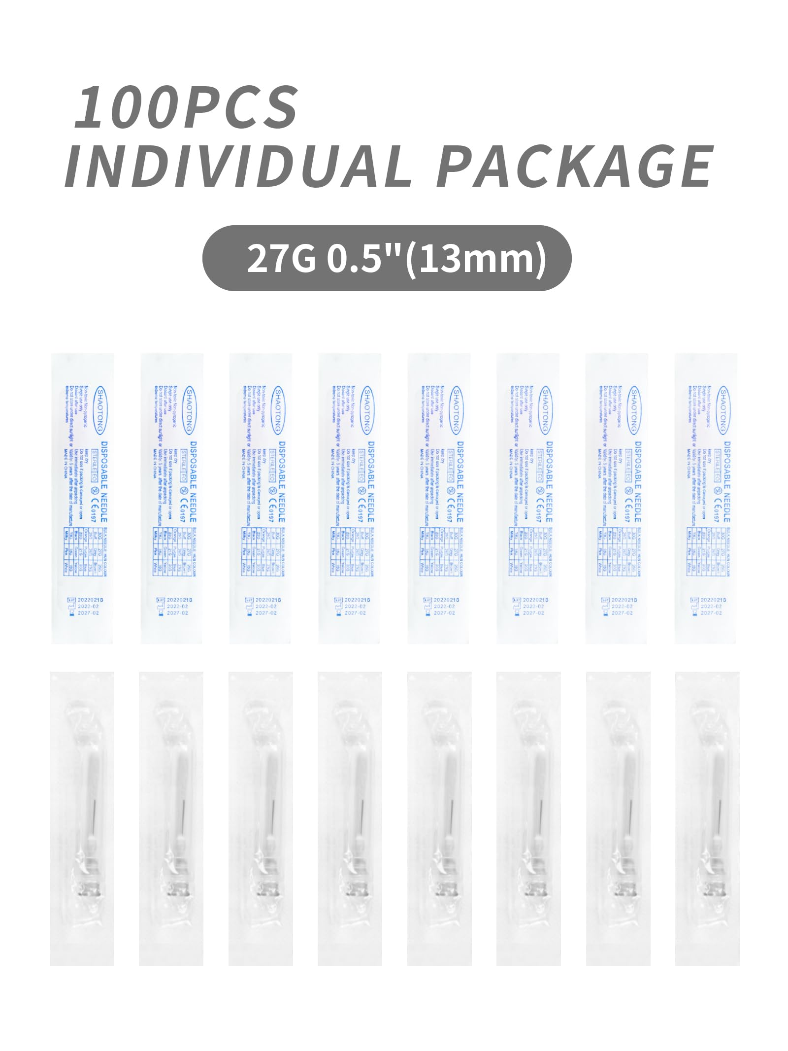 27 Gauge Needles 1/2 Inch 13mm Disposable Luer Lock Accessories, Box of 100 — Amazon image 5