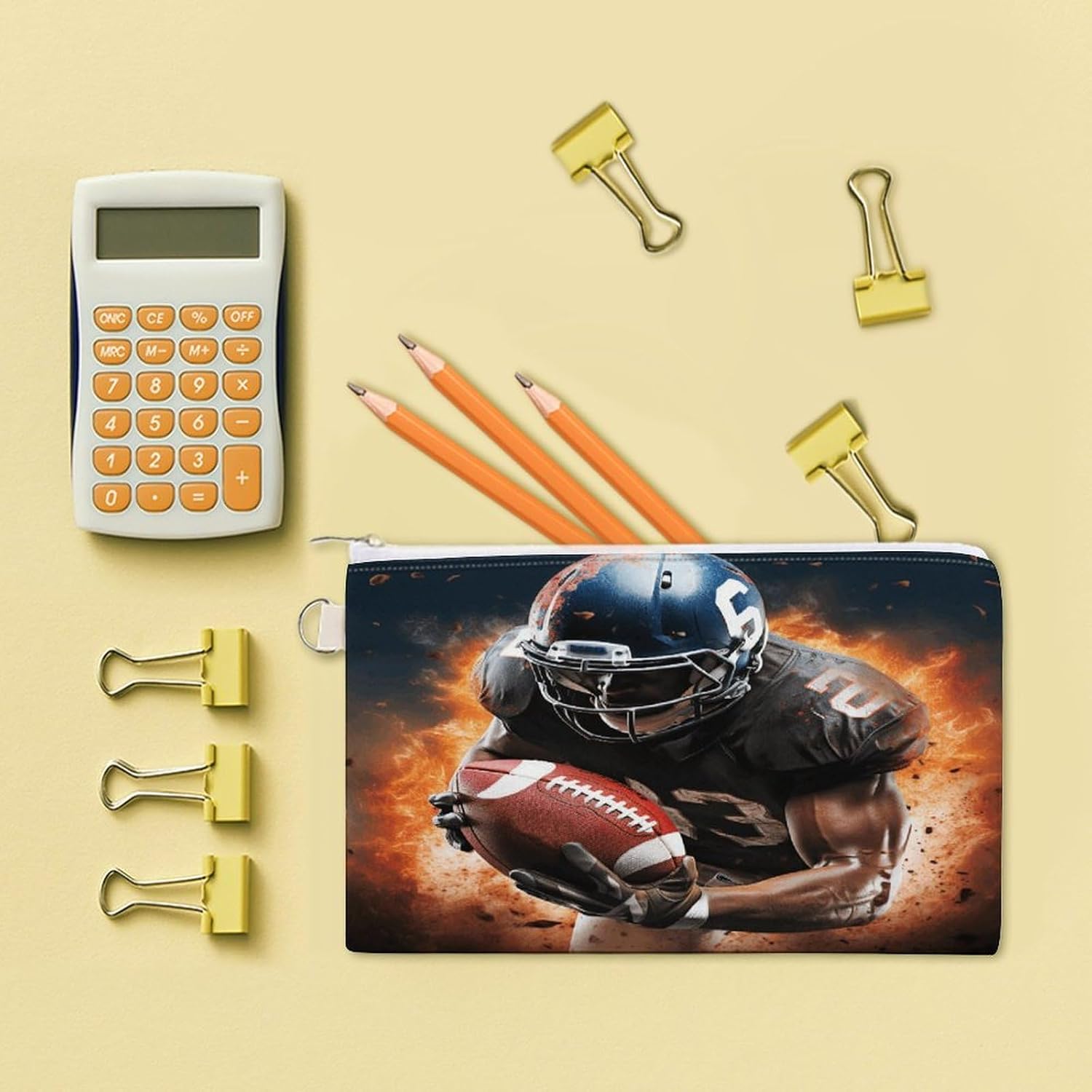 Cool American Football Coin Purse Pouch for Men Women Travel Portable Check Wallet Zipper Bank Bag Canvas Coin Wallet Money Bag 7.4 in X 4.6 in Money Pouch Lightweight Change Holder