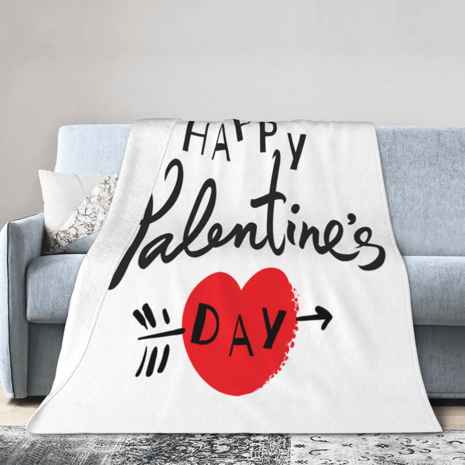 Lsjuee Flannel Fleece Blanket 40"X30" Happy Valentines Day Couple Lovers Bed Throw Blanket Quality Ultra-Soft Travel Spring Blankets for Couple Keep Warm