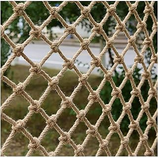 Hemp Rope Net Protection Net Outdoor Cargo Net White Protective Net For Balcony Stair Railing Children Safety Net Playground Fence Netting 8cm Mesh 4mm Rope (Size : 1x1m(3x3ft))C(Size:5*6m（16*20ft）)