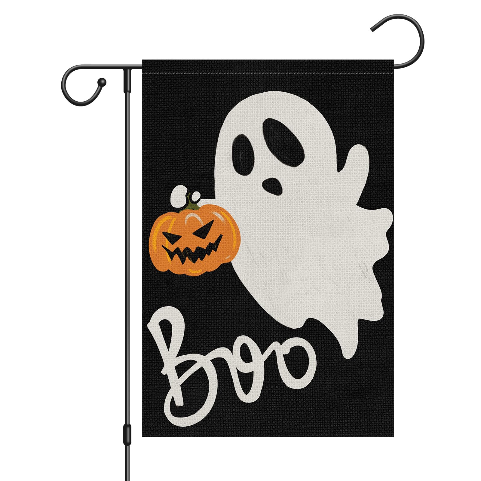 Wodison Halloween Ghost Garden Flag 12x18 Inch Double Sided Outside, Spooky Boo Garden Flag Welcome Holiday Yard Outdoor Decorativeon