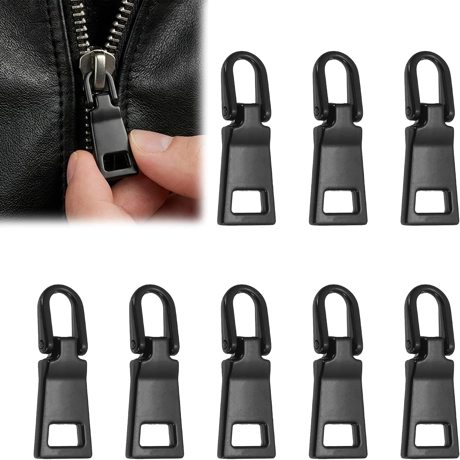 8pcs Zipper Pull Replacement, Metal Tab Repair Kit for Luggage, Backpack, Suitcase, Jacket & Boots, 1" Detachable Zipper Slider Extender Fixer, No Tools Required (Gold)