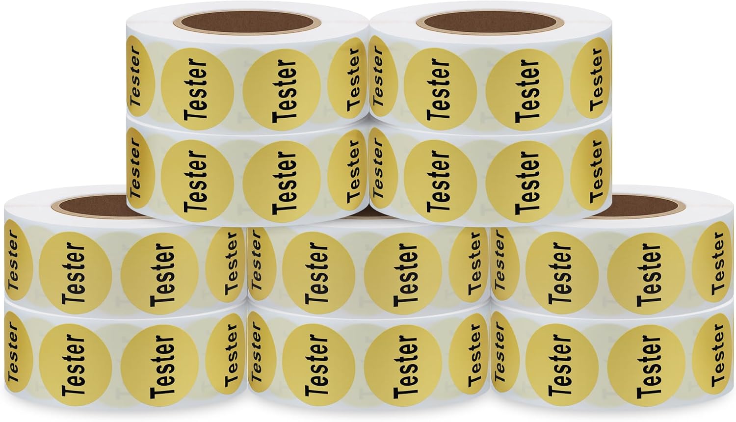 0.78 Inch Cosmetic Tester Stickers Metallic Gold Dots Round Labels - 500 Labels Per Roll (10 Rolls)