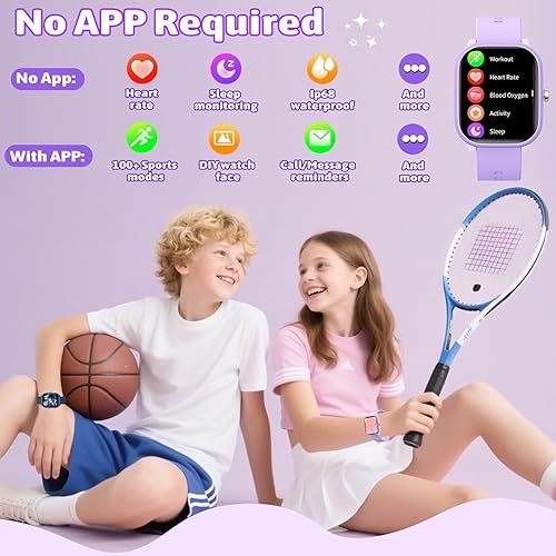 Miniatura 2 de Reloj inteligente para niños y niñas, no necesita aplicaciónteléfono, IP68 de 1.8 pulgadas, impermeable, deportivo, podómetro, frecuencia cardíaca,