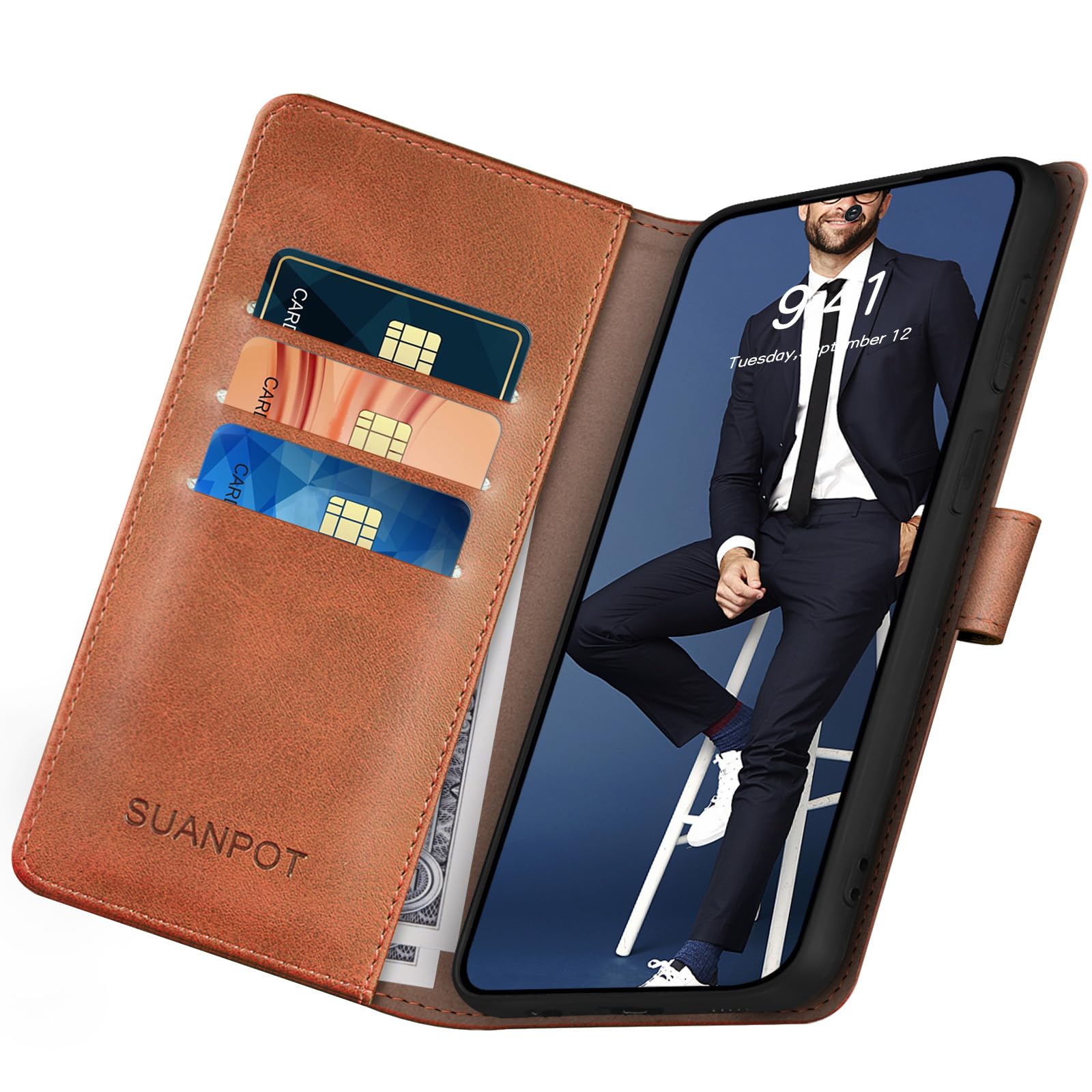 SUANPOT Cover per Xiaomi 11 Lite Blocco RFID Portafoglio Slot
