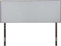 Vista 15 de Modway Region - Cabecero tapizado de tela de lino con ribete de cabeza de clavo, Madera