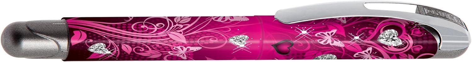 Online College ink pen Pink Dreams ergonomic fountain pen for school solid medium nib, soft grip part for standard ink cartridges refillableideal for beginners, pupils, students