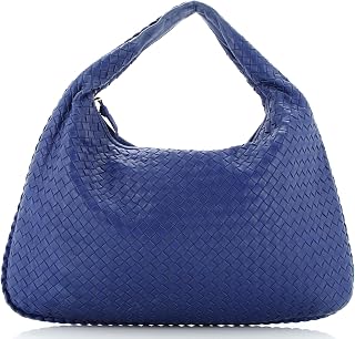 Pre-Loved Veneta Hobo Intrecciato Nappa Large, Blue