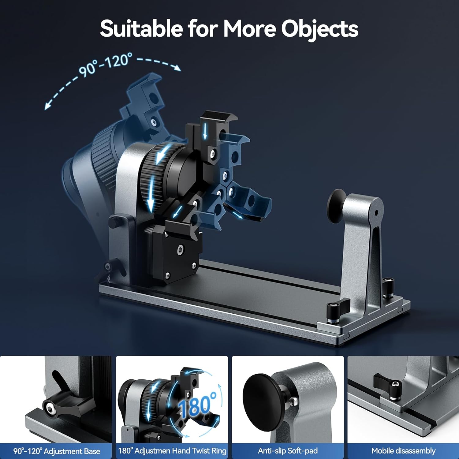 ARot8 Rotary Roller, 4 in 1 Multi-Function Chuck Rotary Roller, Adjustable Jaw Chuck Rotary for Engraving Cylindrical Objects, Tumbler, Baseball Bat, Only Compatible with Woxcker Engraver