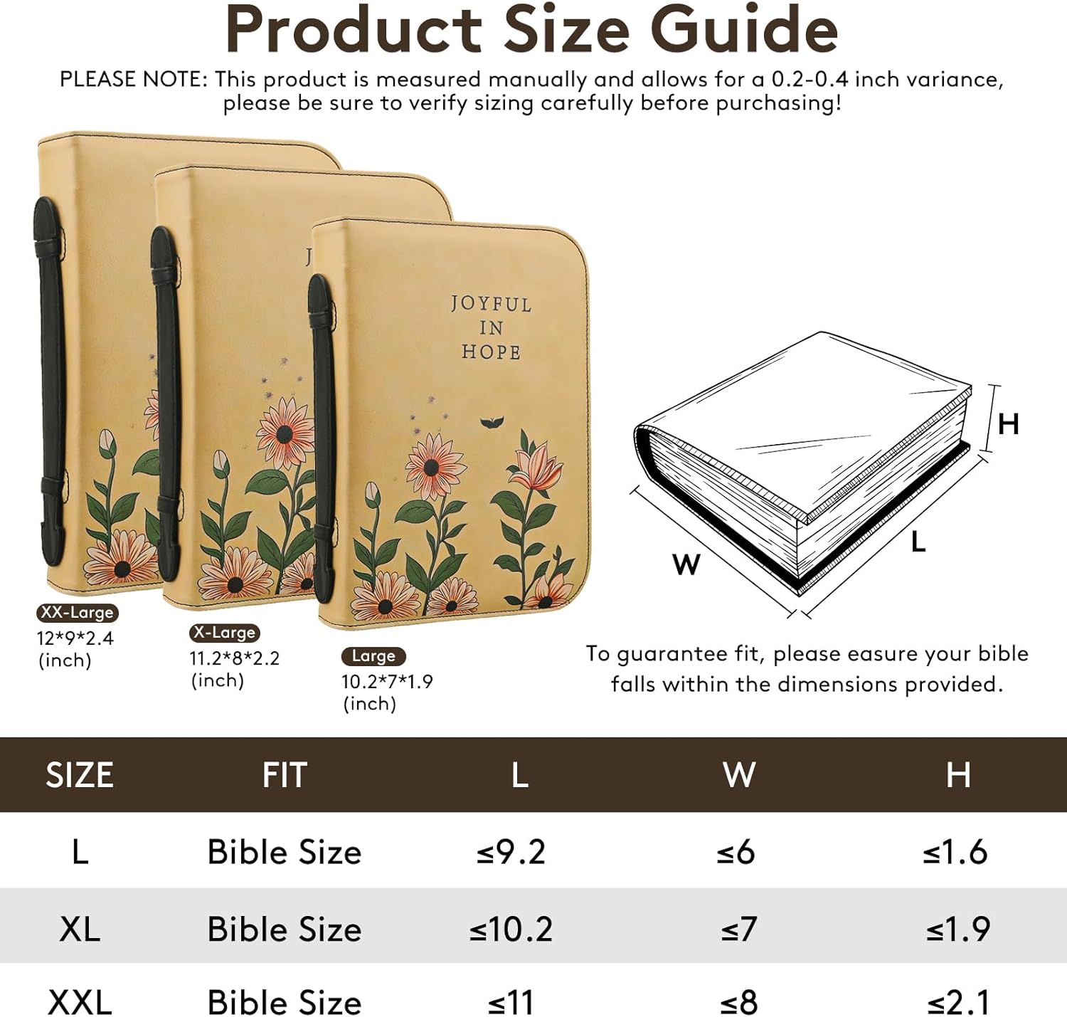 Bible Cover for Woman, Bible Carrying Book Case, Protective Bible Organizer Holder Bag with Handle and Zippered Pocket, Christian Gift for Lady Girls (Sunflower Floral, XL)