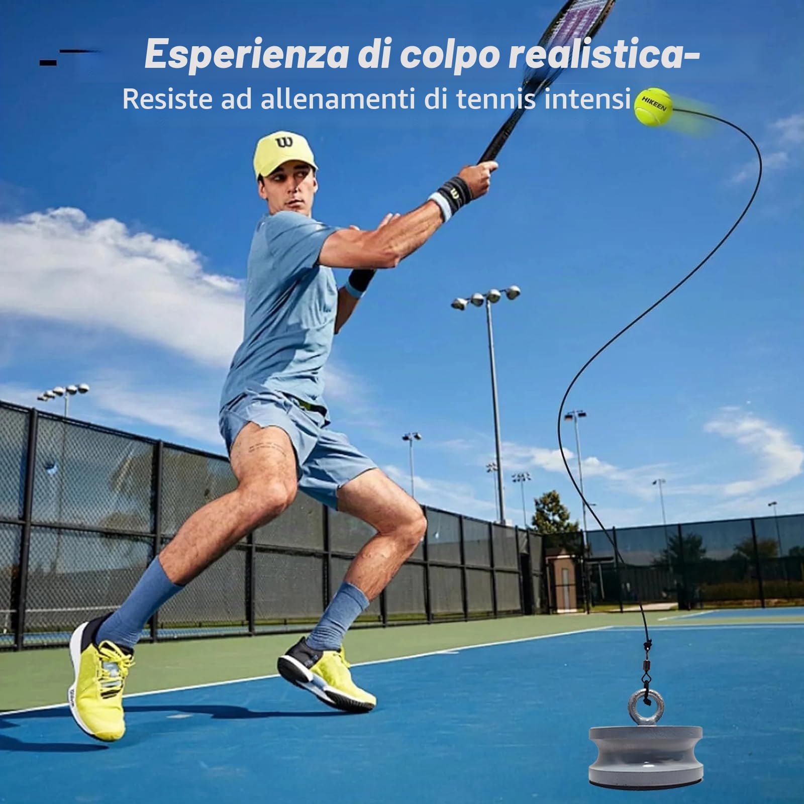 Dispositivo di Allenamento per Tennis con base metallica da 1,2 kg, Innovativo Dispositivo Sportivo per Il Tempo Libero per Giocare e Allenarsi all'aperto, in Giardino - Allenatore di Tennis