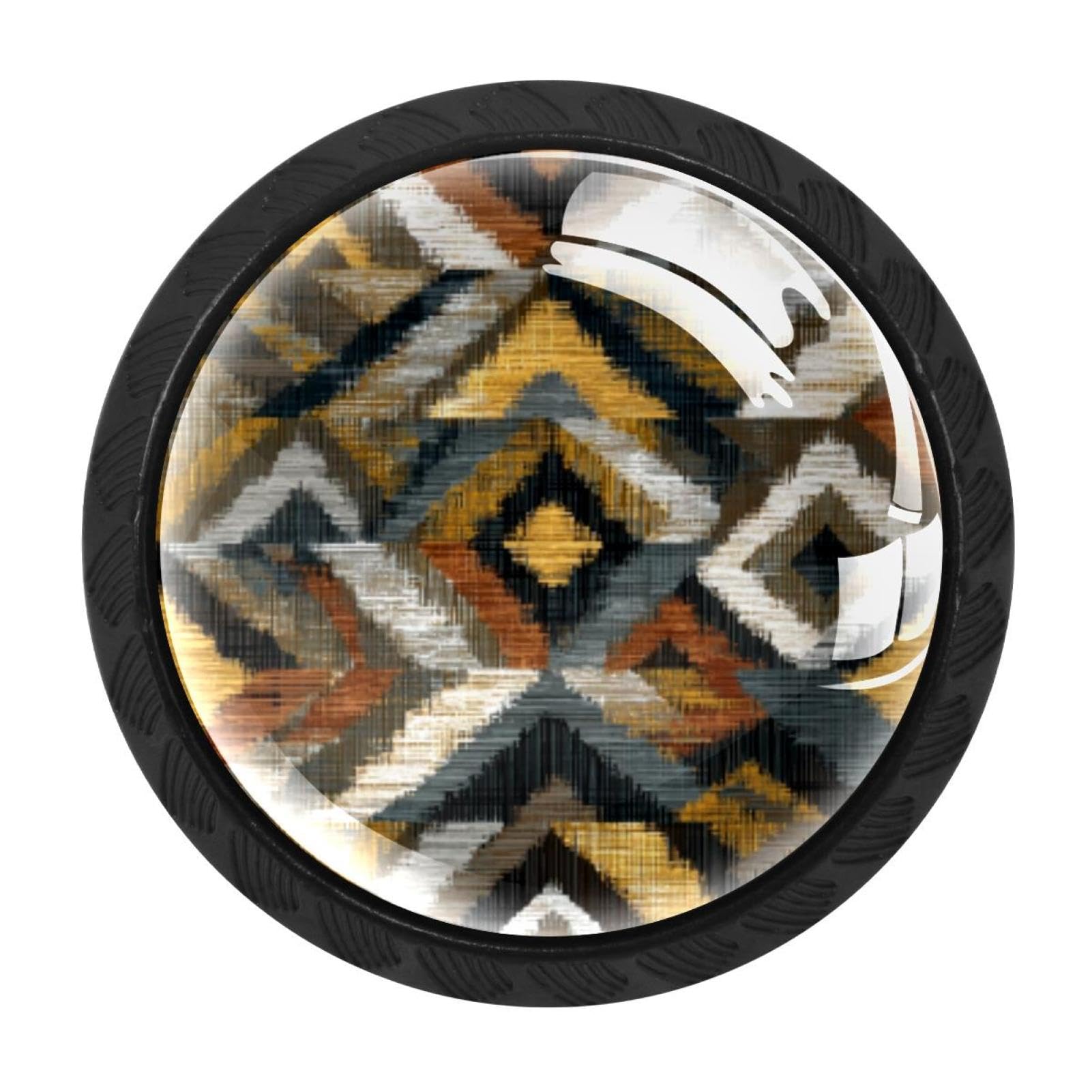 CHENZZZZ 4 Pieces Geometric Retro (2) Drawer Knobs, 35mm Black Cabinet Knobs, Drawer Pulls and Knobs, Dresser Drawer Knobs, Cabinet Hardware Kitchen Cabinet Knobs