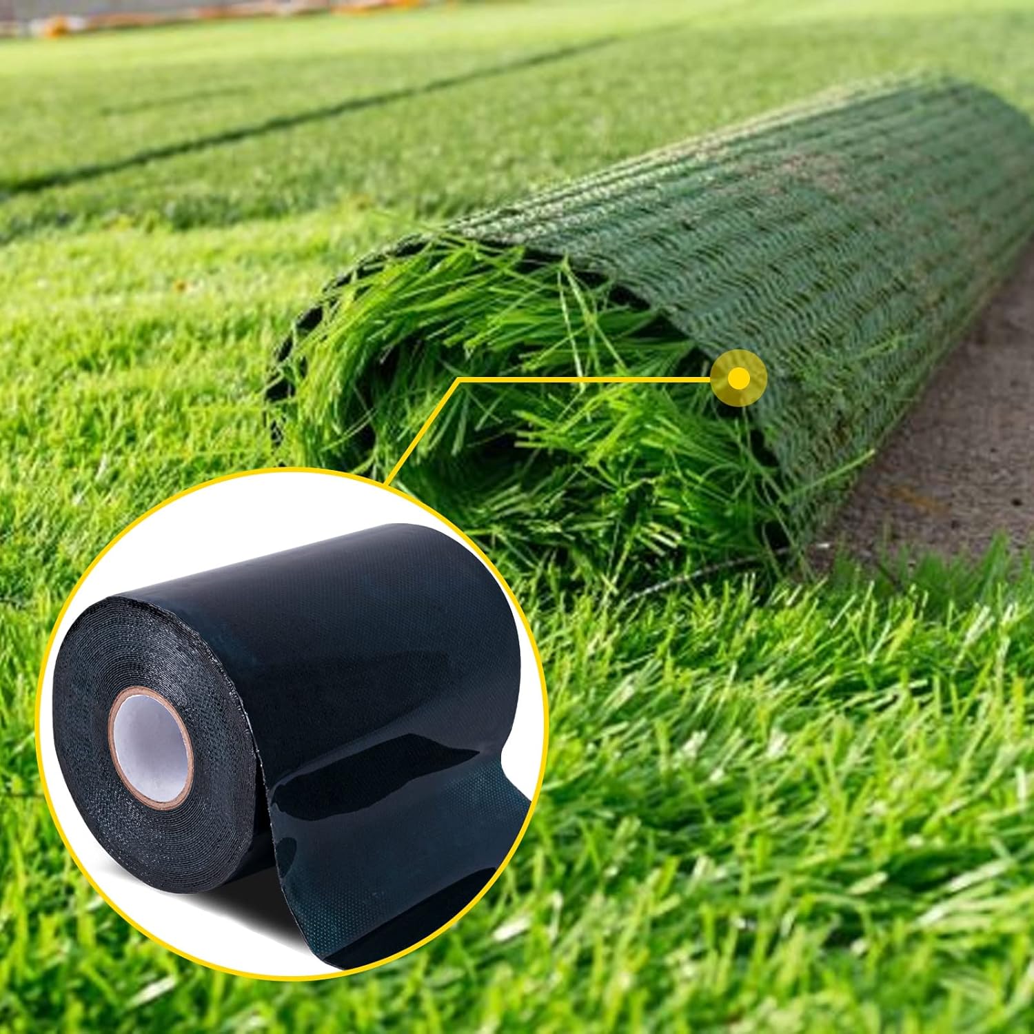 Kikerike Artificial Grass Tape Self Adhesive Double Sided, 6 Inch Width x 393 Inch Long Synthetic Turf Seaming Tape Jointing Fixing Green Lawn Mat Rug, Connecting Fake Grass Carpet