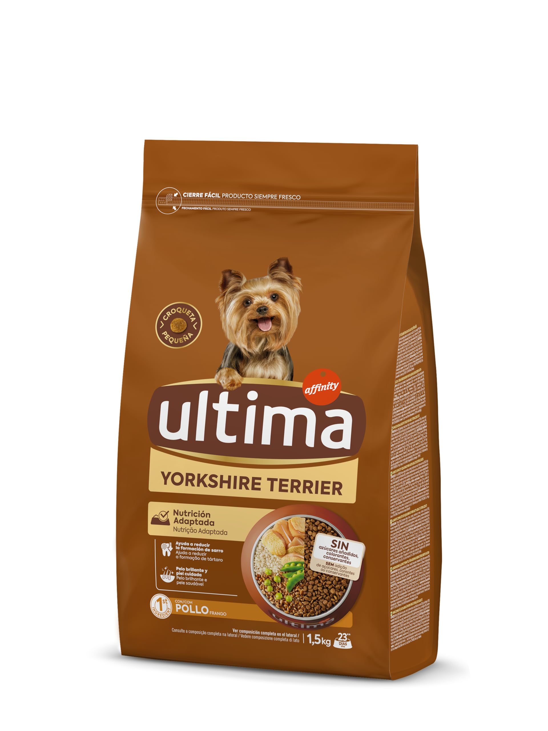 Ultima Pequeño Yorkshire Terrier Pollo, Comida seca para perros, Pack de 4 x 1,5kg, Total 6kg