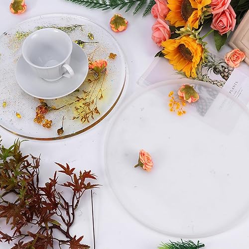 Miniatura 4 de Molde de silicona epoxi para posavasos redondos, molde de bandeja grande, placa redonda de 11.8 pulgadas, bandeja rodante para fundición de resina,