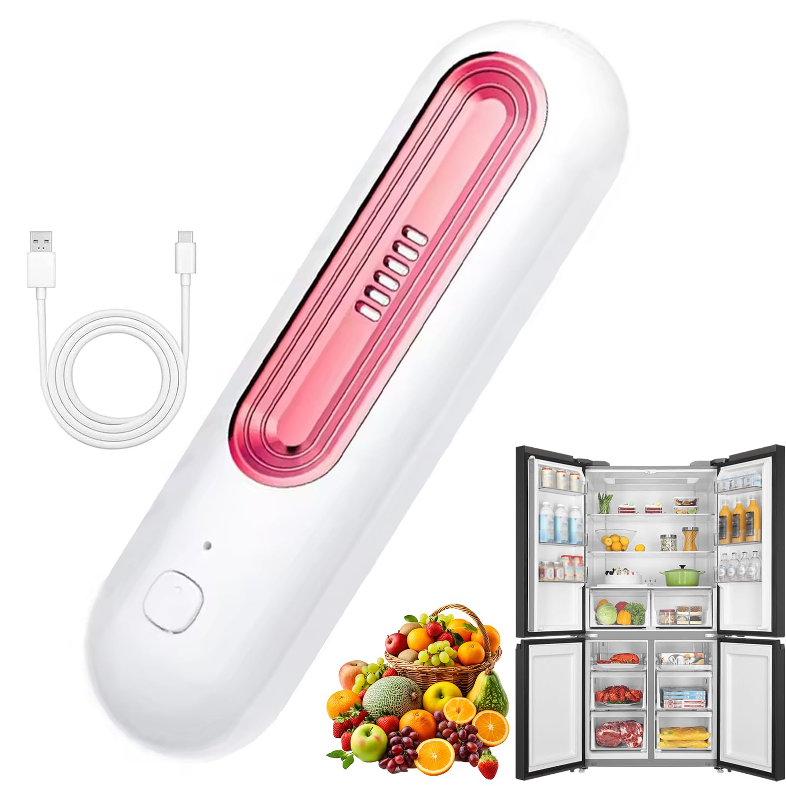 Ozoori Fridge Deodorizer Odor Eliminator, Long-lasting Refrigerator Deodorizer Odor Eliminator, Rechargeable Fridge Fresh Refrigerator for Fridge & Freezer (Rose)