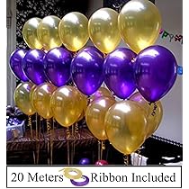 AMFIN Metallic Balloons (Purple & Golden_10 Inch_Pack of 50)