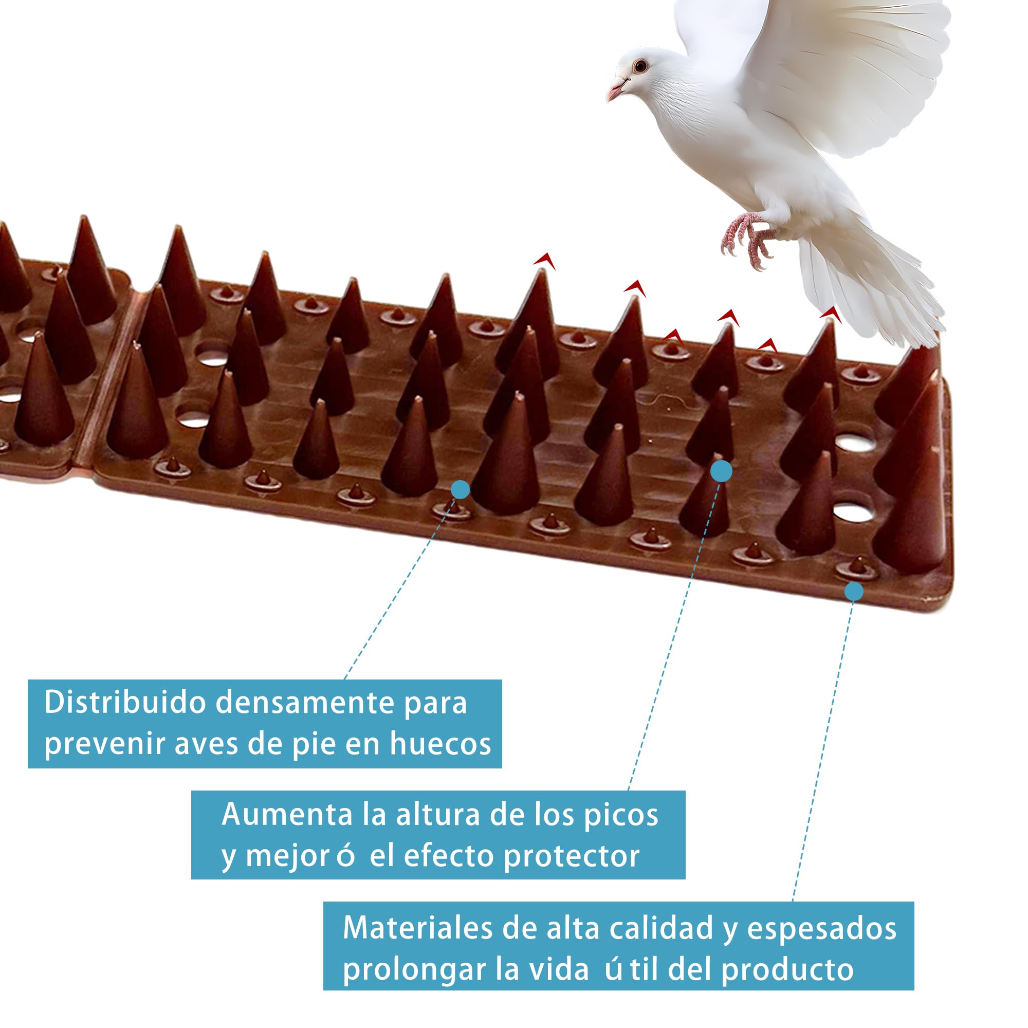 KOKMEYA - Puntas de paloma, marrón, paquete de 12, puntas de pájaro para exteriores para mantener alejadas a los gatos, mapaches, ardillas y palomas, puntas para gatos para jardín interior y exterior — view 5