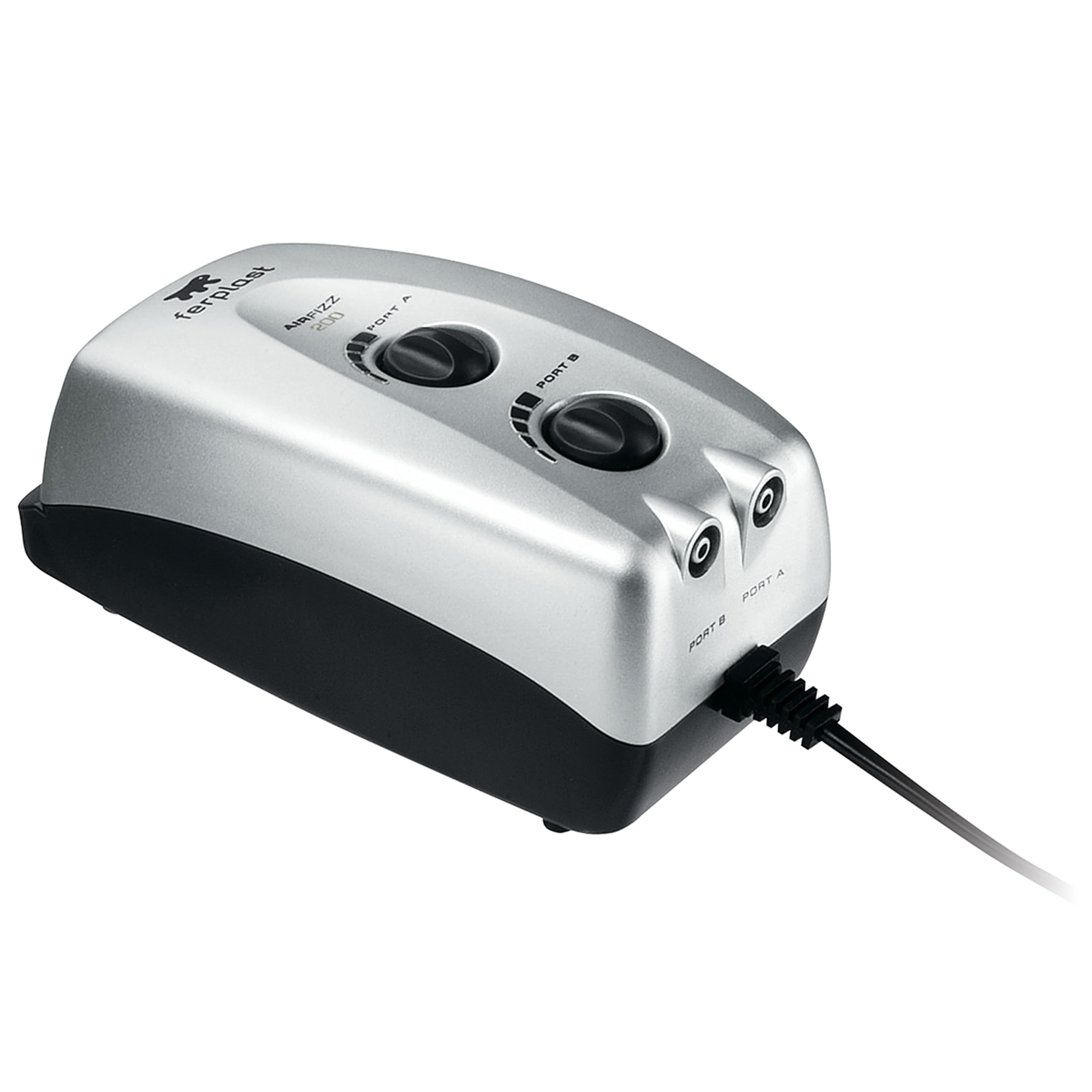 Hydor Aquarium Air Pump up to 200 Liters AIRFIZZ 200, Adjustable, 2 Nozzles, with Tube and Non-return Valve