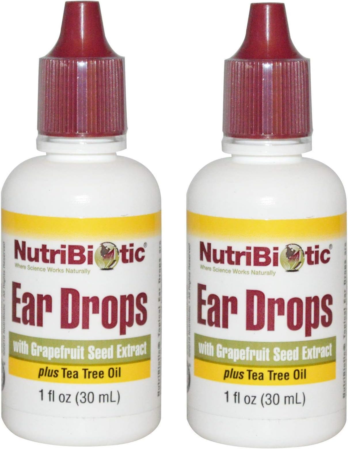 NutriBiotic Ear Drops with Grapefruit Seed Extract and Tea Tree Oil (Pack of 2), 1 Oz Each