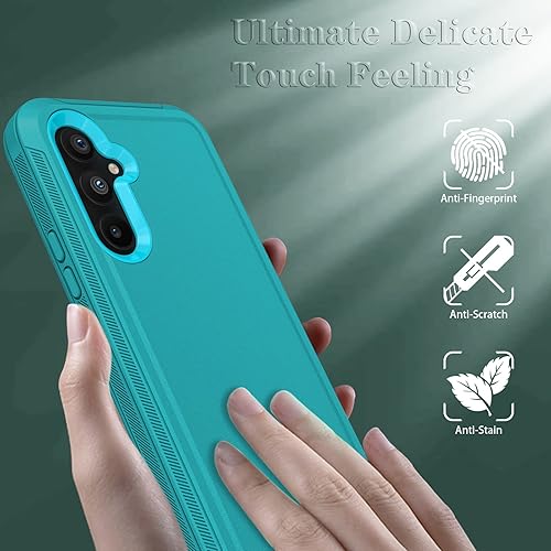 Miniatura 6 de Qinmay Funda para Galaxy A54 5G, a prueba de golpes, resistente, de 3 capas, con 2 protectores de pantalla HD (azul lago azul cielo)