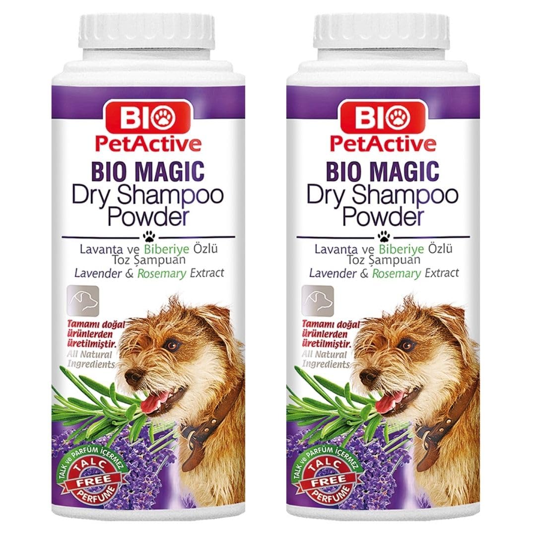 Generic Bio Magic Dry Shampoo Powder with Lavender and Rosemary for Dogs | Cleansing and Moisturizing Perfume and Talc Free Suitable for Sensitive Skin - 5.29 oz- 2 pcs Set, White