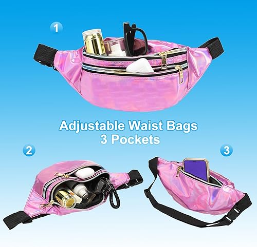 Miniatura 5 de PATIKIL Riñonera de los años 80 para mujer, riñonera ajustable de los años 90 para fiestas, correr, multicolor