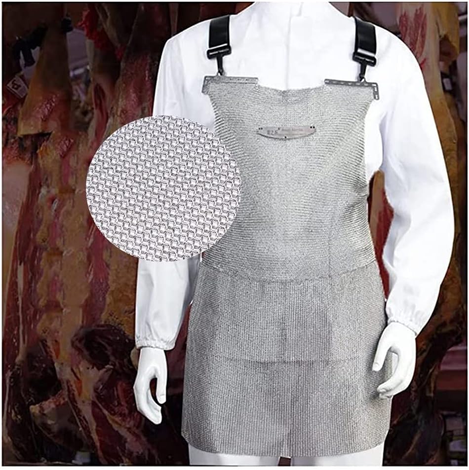 LCYDMJ Metal Steel Wire Apron, Labor Protection Anti-Cut Butchery Apron, Safety Protective for Slaughterhouse, 5 Sizes (Color : Silver, Size : 55x76cm)