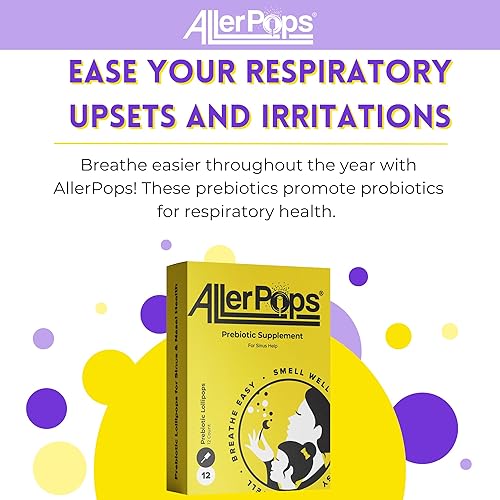 Miniatura 4 de AllerPops piruletas prebióticas para alivio natural de la alergia con resultados de larga duración, 12 pastillas dulces promueven probióticos orales