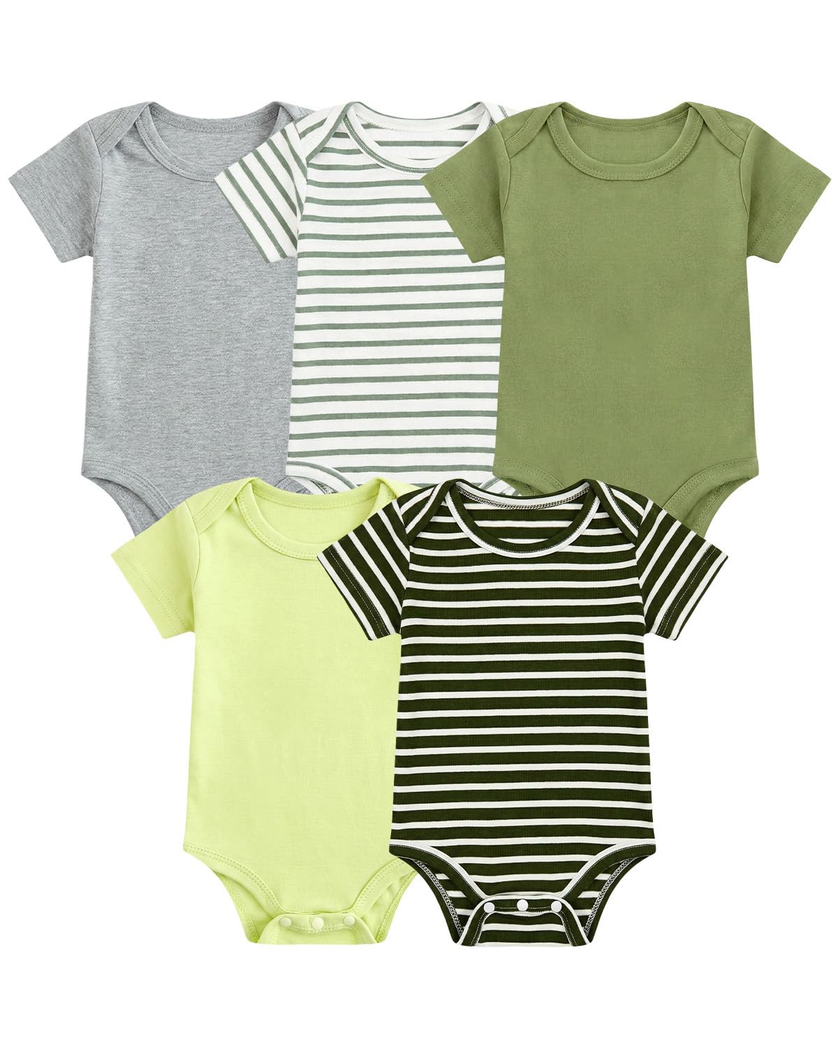 WYTbaby 5er-Pack Kurzarm Body Baby für Jungen Mädchen 100% Baumwolle Weich Atmungsaktiv Baby Kleidung Strampler Neugeborene bis 12 Monate