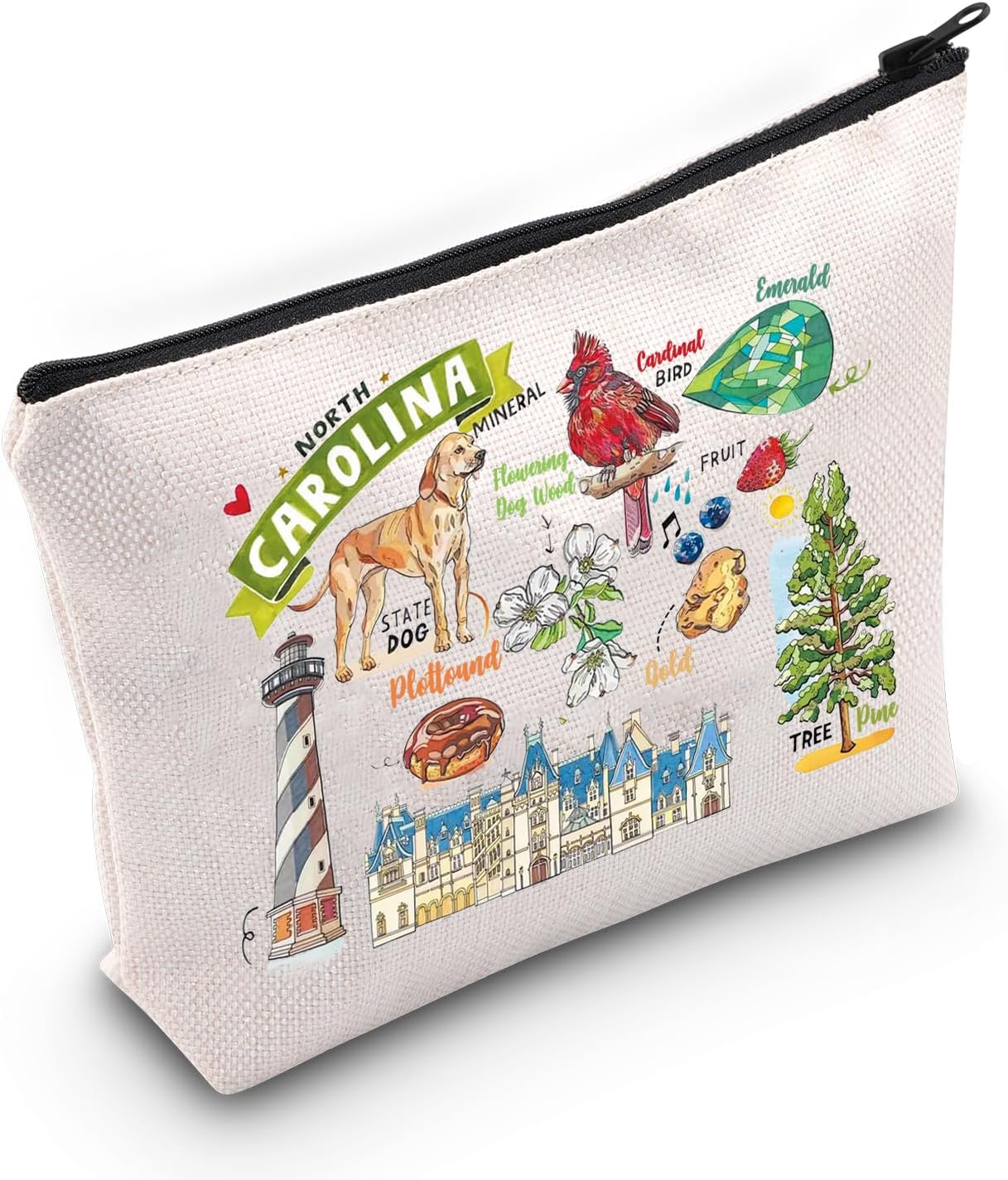 PWHAOO North Carolina State Souvenirs Gift North Carolina Makeup Bag North Carolina Home Cosmetic Bag North Carolina Tourism Gift (North Carolina M)