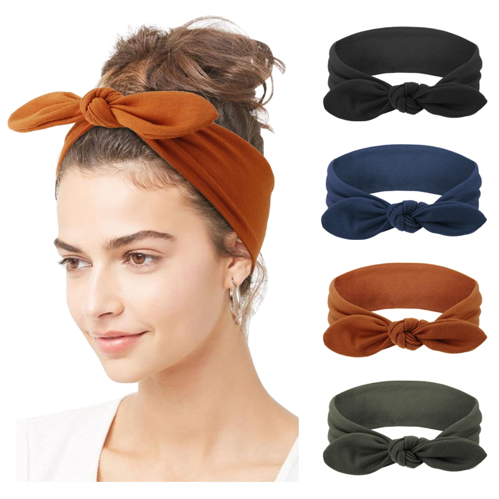 DRESHOW 4 Pack Women Headbands Headwraps Hair Bands Bows Hair Accessories