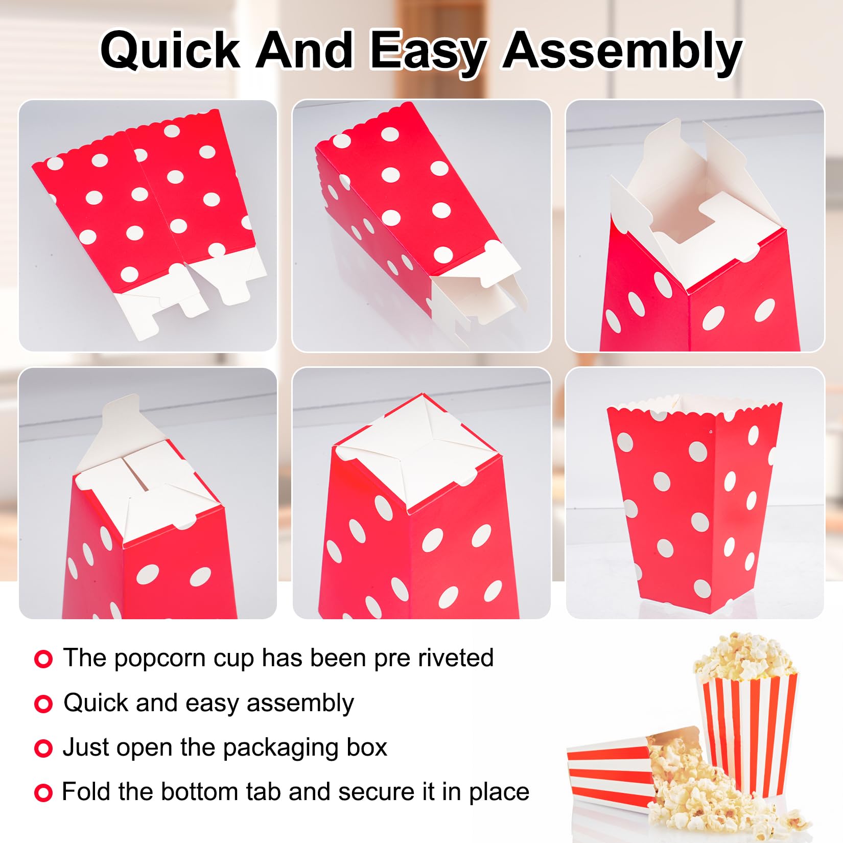 Sacchetti Pop Corn Nadisean 40 Pezzi Scatole Di Popcorn, 5 Colori