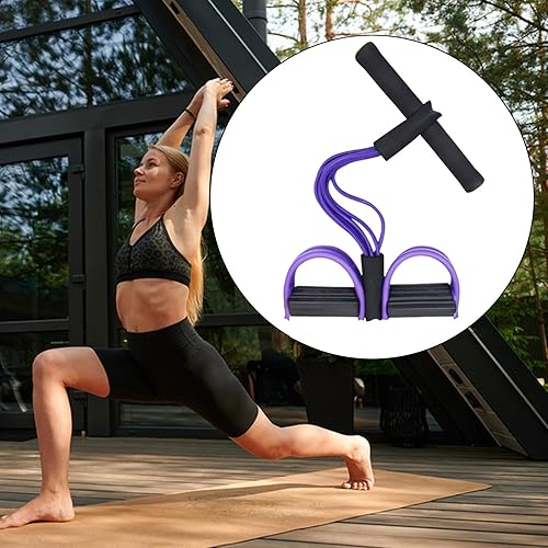 Miniatura 3 de Banda de resistencia para pies, banda elástica de resistencia de ejercicio de 6 tubos, entrenamiento de estiramiento de yoga para principiantes,