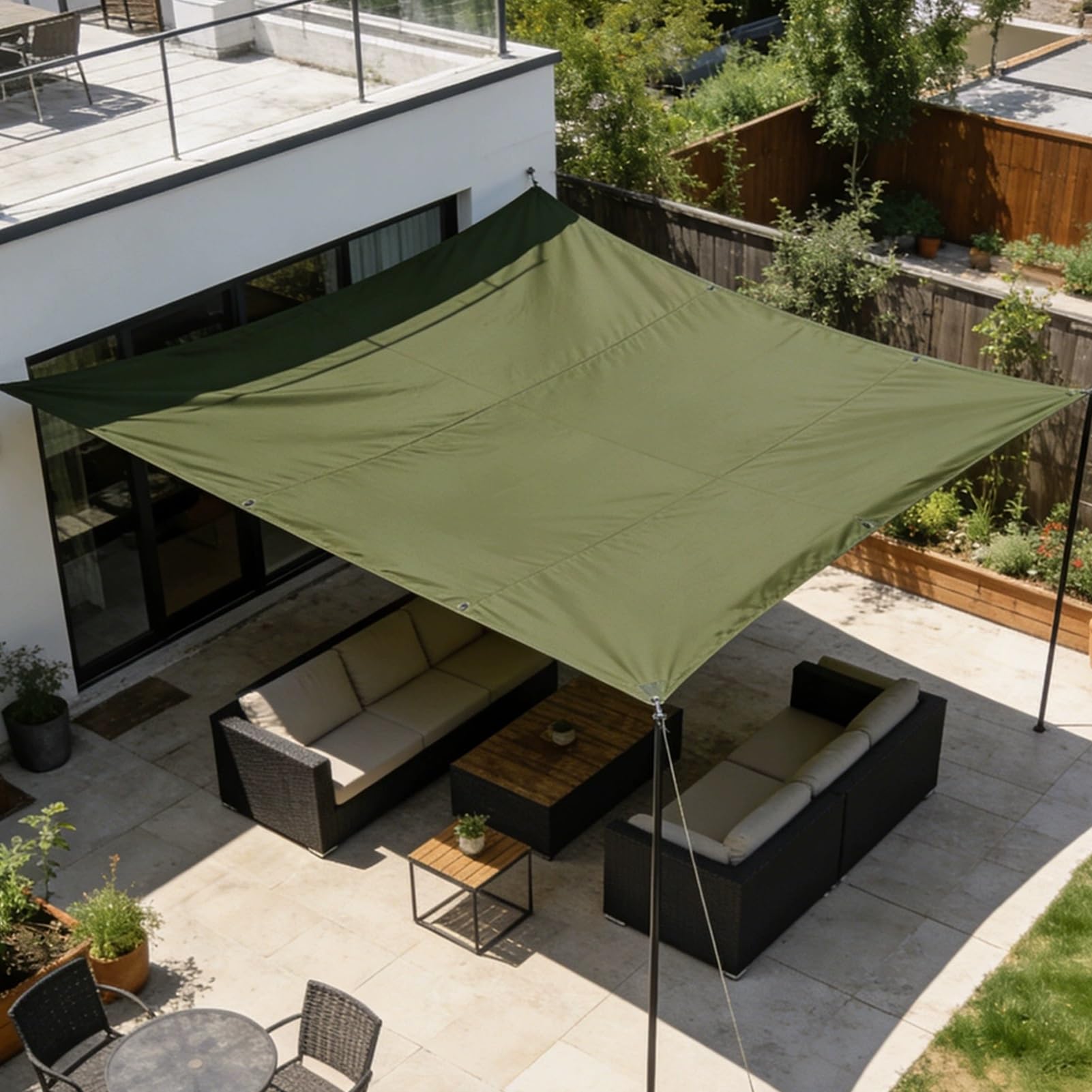 Waterproof Canvas Tarp Green - Features Grommets, Tarpaulin for Patio Canopy Outdoor Camping Ground Truck Cover, 1.5x2m 1.2x1.5m 2x3m 3x6m(1.5x1.5m(4.9ftx4.9ft))