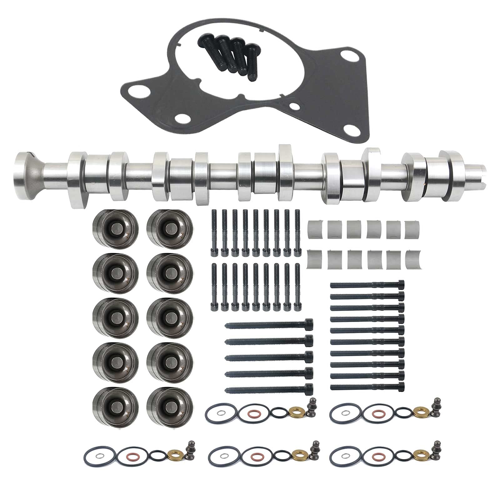 Árbol de levas + Kit de cojinete de leva compatible con Transp0rter V T5 2.5 TDI AXD AXE BAC BLK 038103673A 038103714G