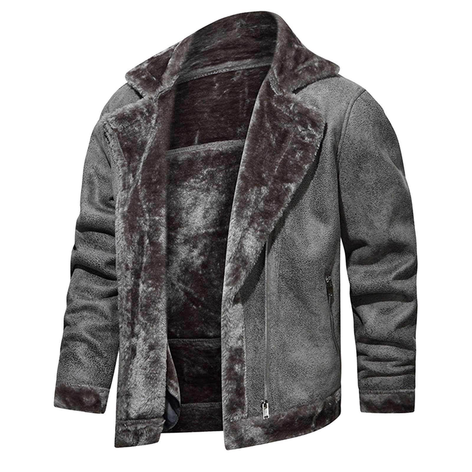 Veste en cuir avec poches intégrées pour hommes blouson gris - 6