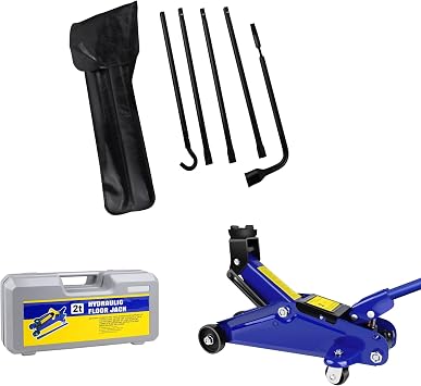Hydraulic Low Profile Steel Racing Floor Jack with Single Piston Quick Lift Pump, 2 Ton 4,000 lb Capacity+ Spare Tire Tool Kit for 2002-15 Dodge Ram 1500