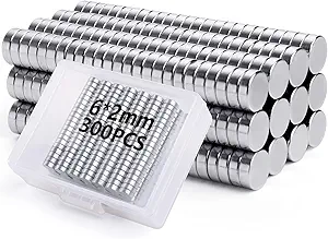 VNDUEEY 300Pcs Small Magnets, Mini Magnets for Fridge, 6×2mm Round Magnet, Tiny Magnet for Crafts, Miniatures, Nails, Office, Kitchen
