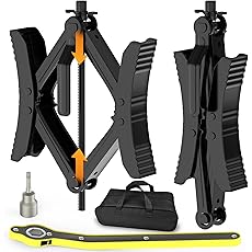 SECURITYMAN X Chocks Wheel Stabilizer for Travel Trailer & RV (Pair) - Heavy Duty Steel, Expands 3" - 10", Ratchet and Locks Included - Camper and RV Tire Stabilizer - Dual Axle Scissor Tire Chocks