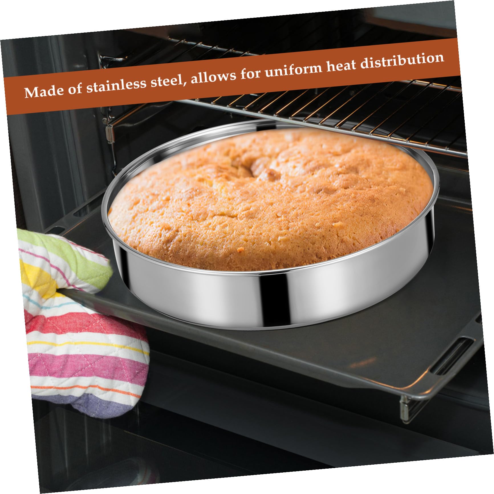 Housoutil Molde Circular Bandejas Redondas Duraderas 2 Piezas para Pastel de Acero Inoxidable Herramientas Multiusos para Hornear y Preparación de Comidas para Repostería