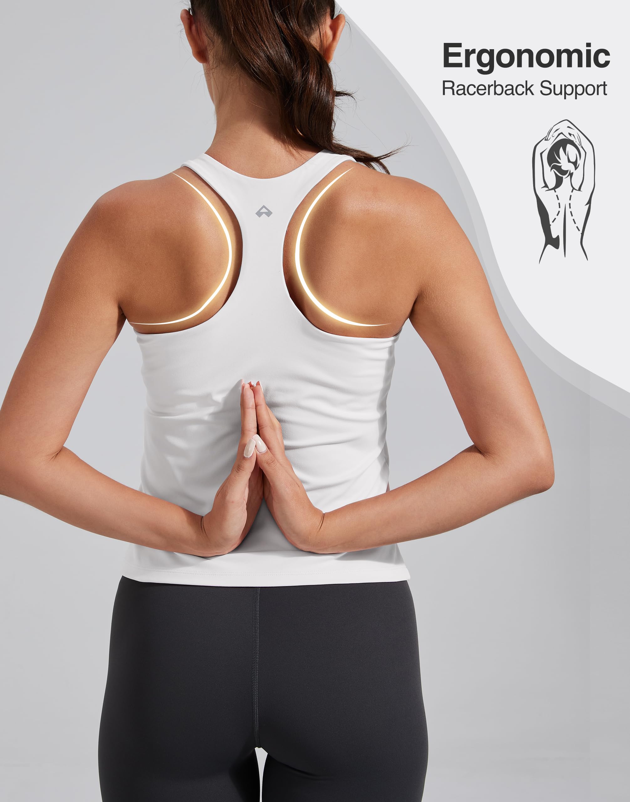 Pioneer Camp Canottiera da allenamento da donna con reggiseno integrato, senza maniche, per palestra, tennis, pickleball
