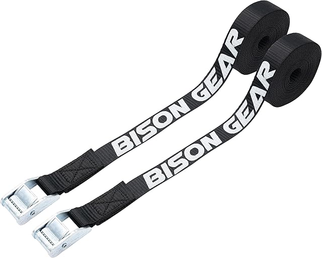 Premium Tie Down Straps - (Car Roof Rack Straps for Surfboard Kayak or Cargo Lashing Ratchet Strap alternative) - Rustproof Heavy Duty Cam Buckles - 2 Pack - 4m x 25mm