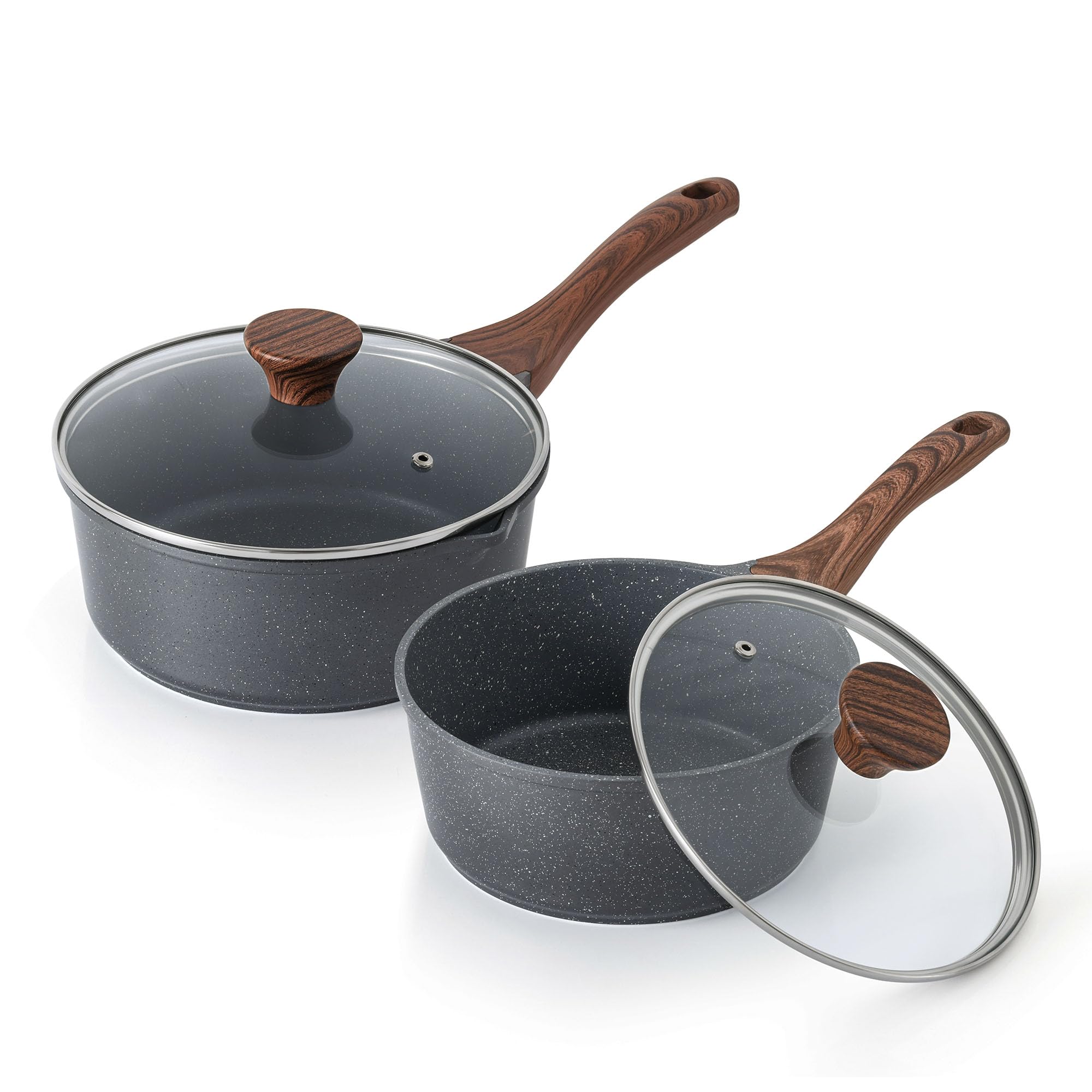 SENSARTE Nonstick Sauce Pan Set with Lid, 2+3 Quarts, PFOA/PFOS Free