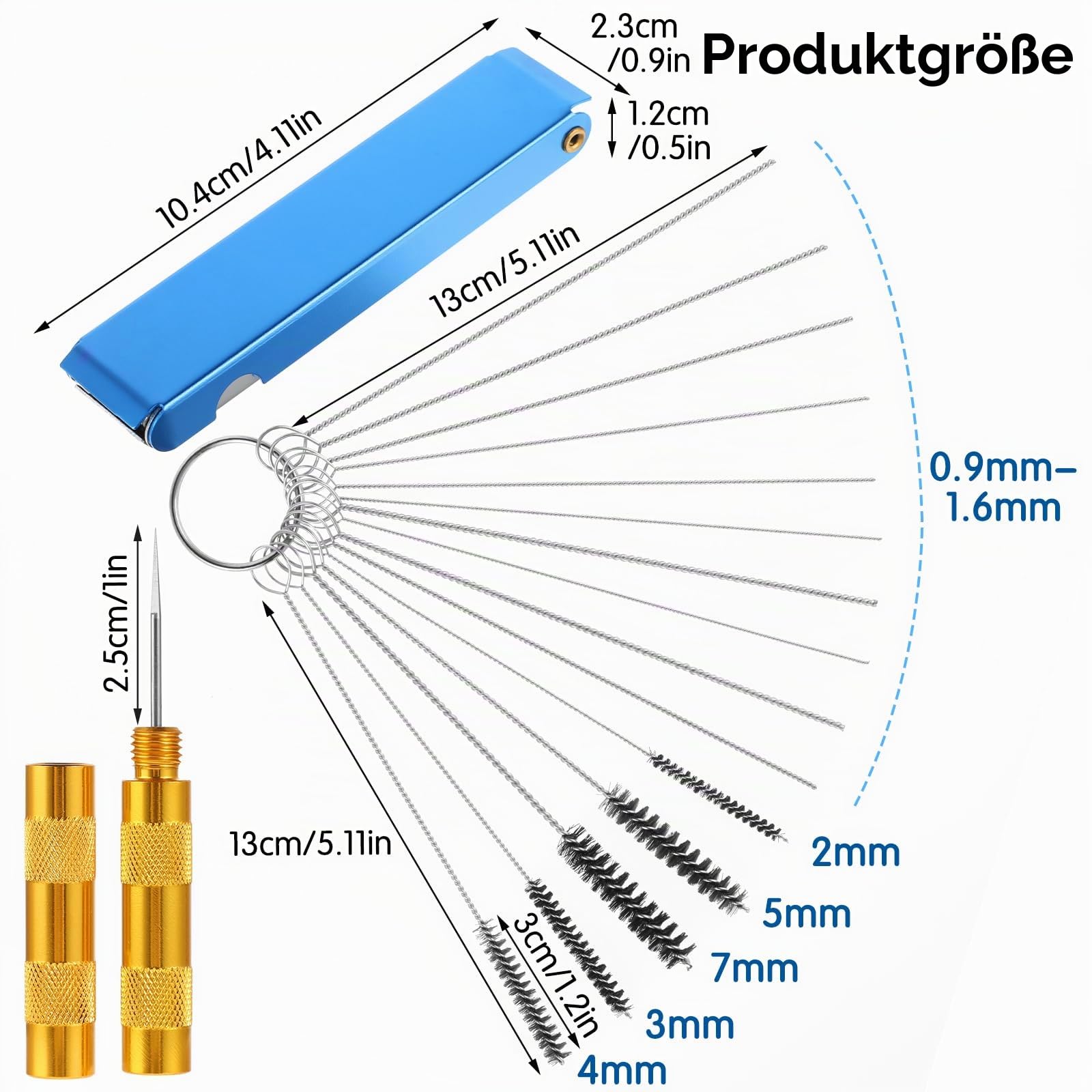 Andibro Reinigungs Set für Vergaser,Vergaser Reinigungsset Kohlenstoffschmutzstrahl Entfernerreiniger 13 Reinigungsdrähte + 10 Reinigungsnadeln + 5 Nylonbürsten Schweißspitzenreiniger (B)