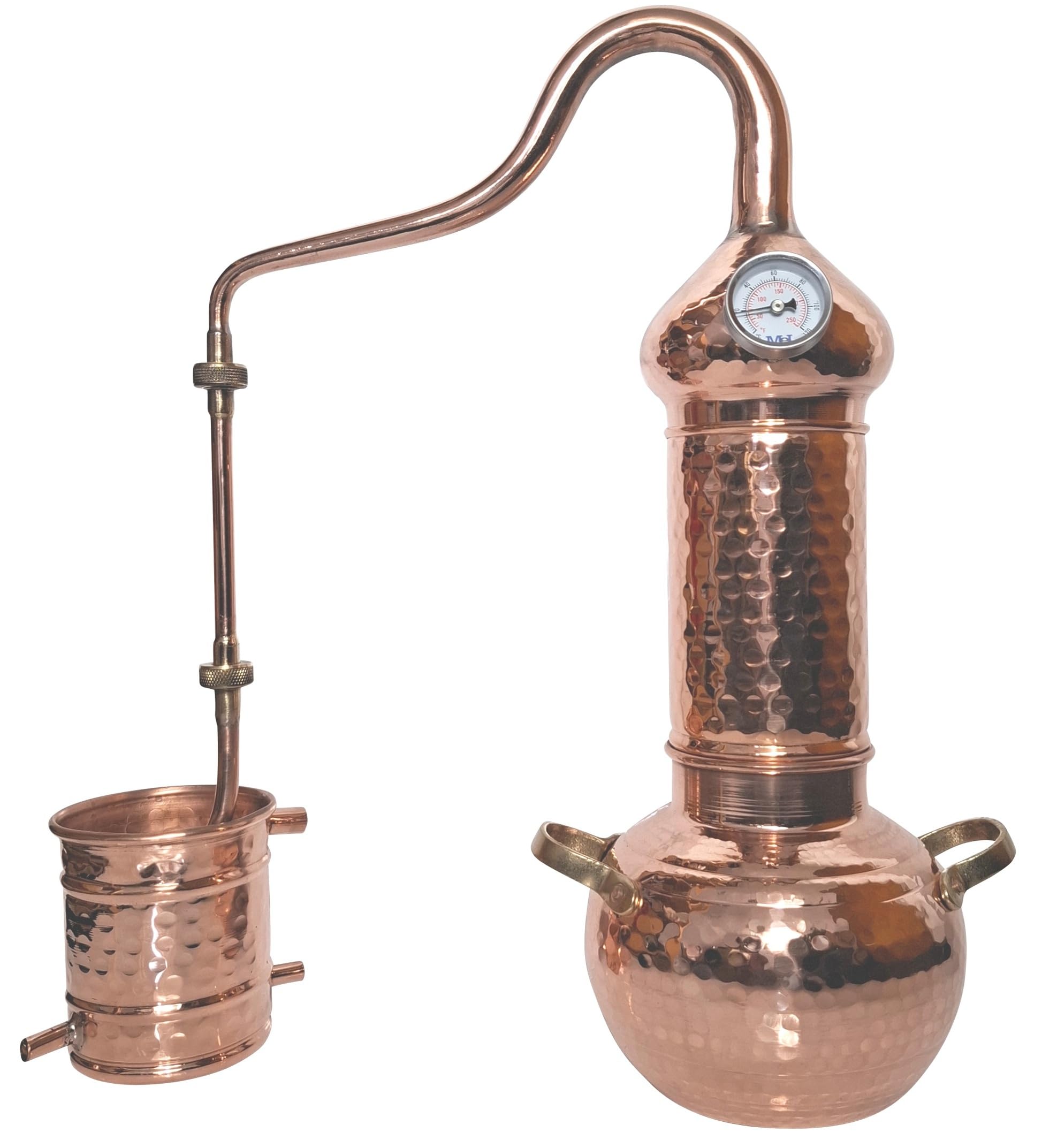 Kolonnenbrennerei aus Kupfer 2L mit Thermometer | Classic Edition | Destillieranlage für Hydrolate, Pflanzenwasser, destilliertes Wasser