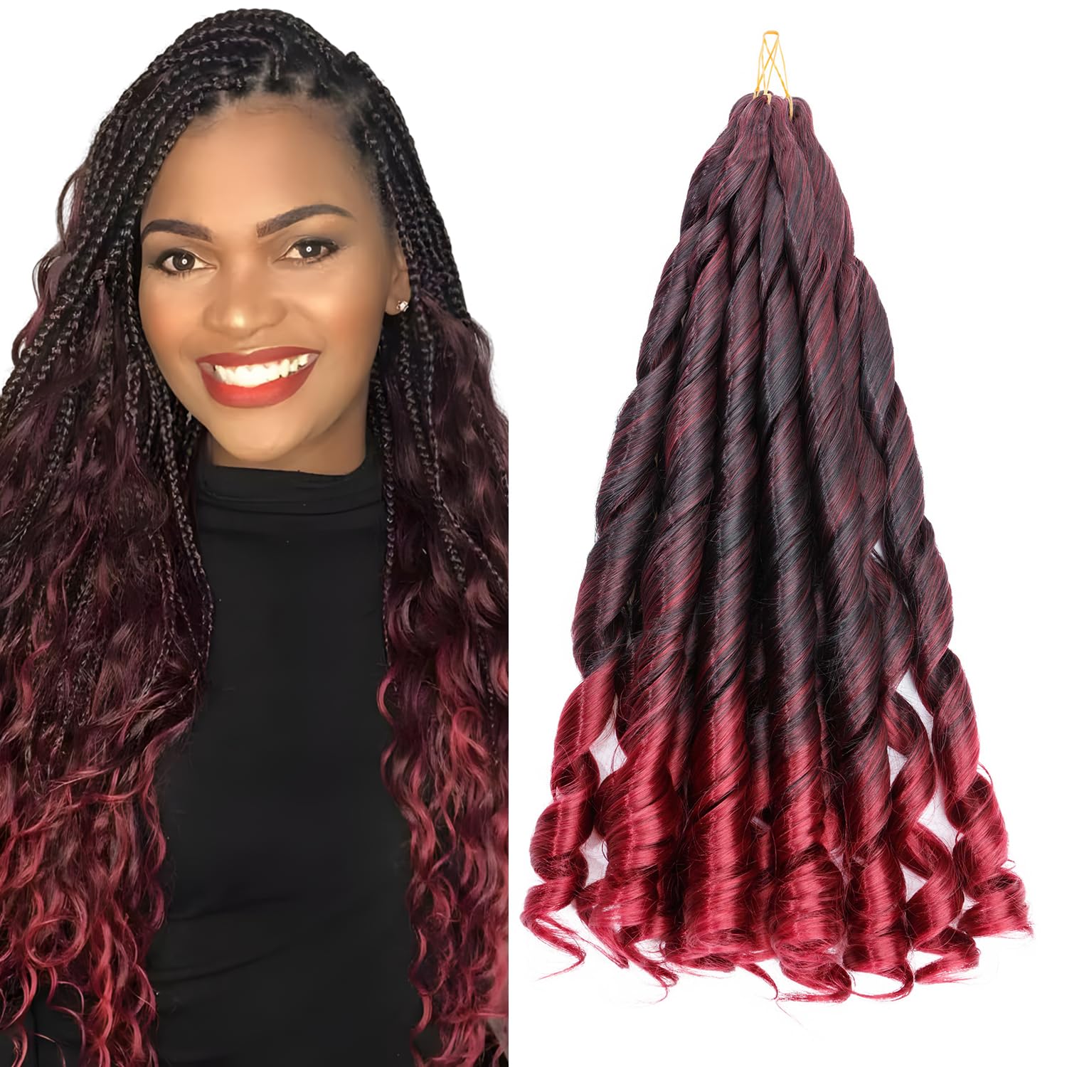 S-noilite French Curl Braiding Hair 24 inch 3 Pack Loose Wavy Spiral Curly Crochet Hair Deep Wave Synthetic Extensions for Braiding Pre Stretched Bouncy Braiding Hair