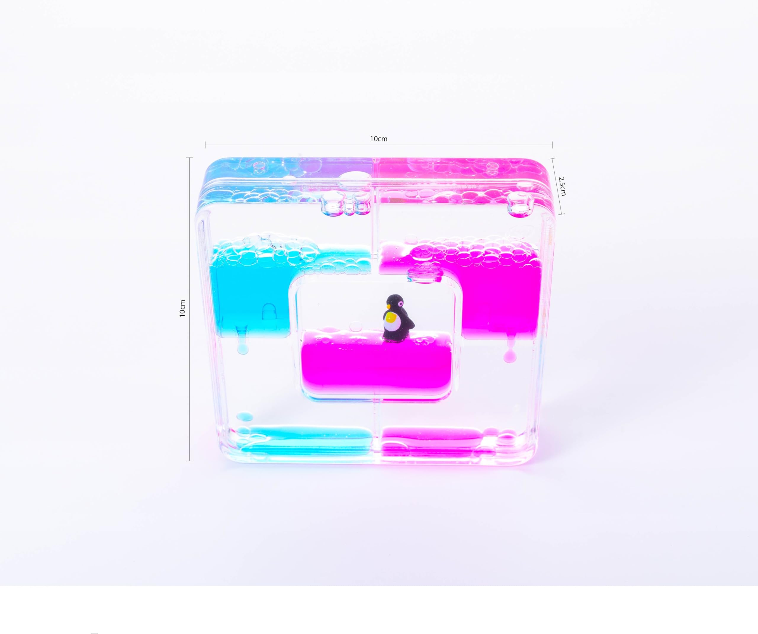 Liquid Sensory Square Penguin Timer pour Autisme, Besoins sensoriels, TDAH, Réduction Stress Anxiété